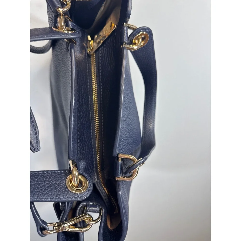 Michael Kors Annabelle Pebbled Leather Tote Crossbody Shoulder Bag Navy NWOT‎